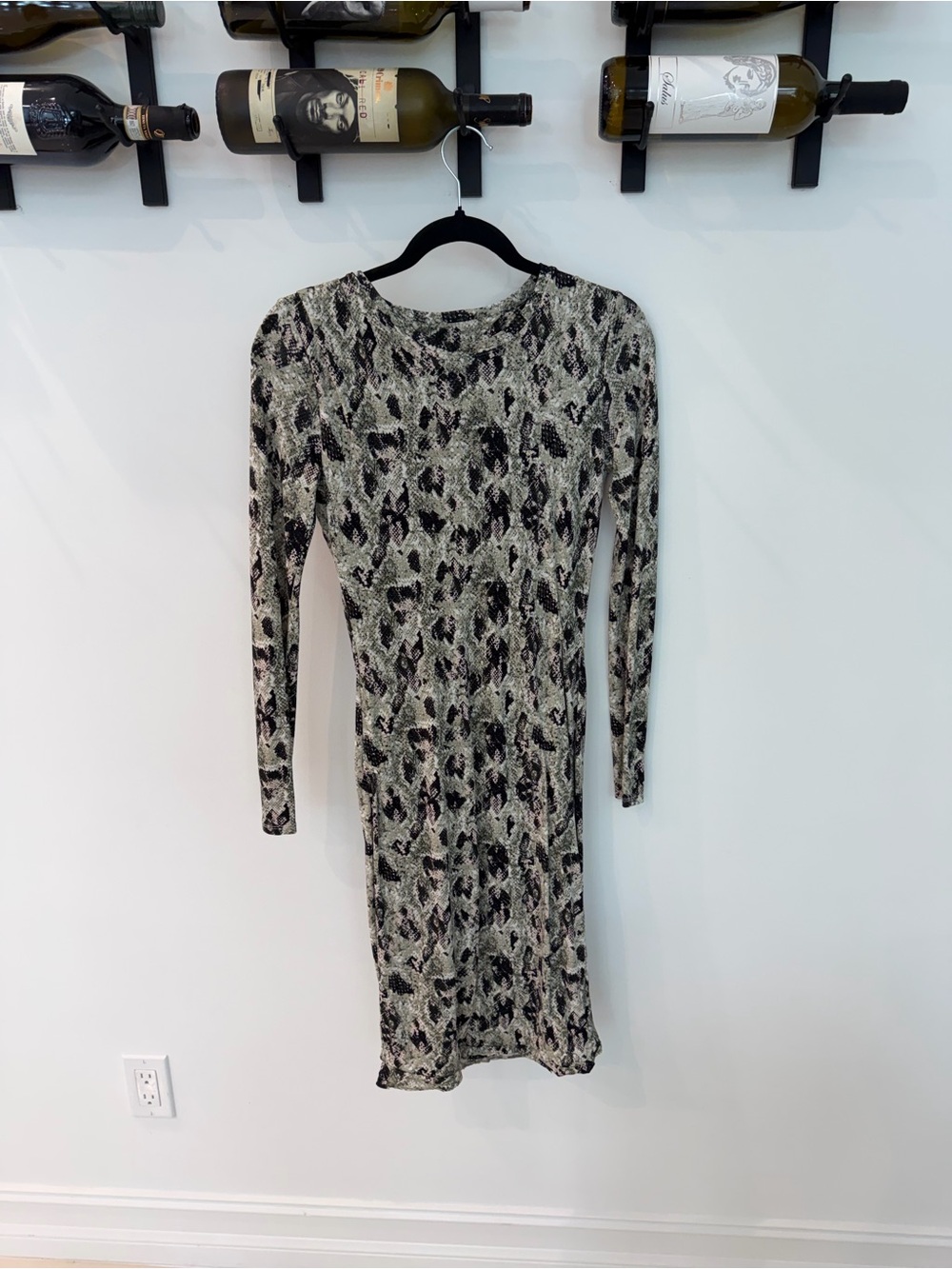 rag & bone Long-Sleeve Animal Print Sheath Dress in Black and Cream
